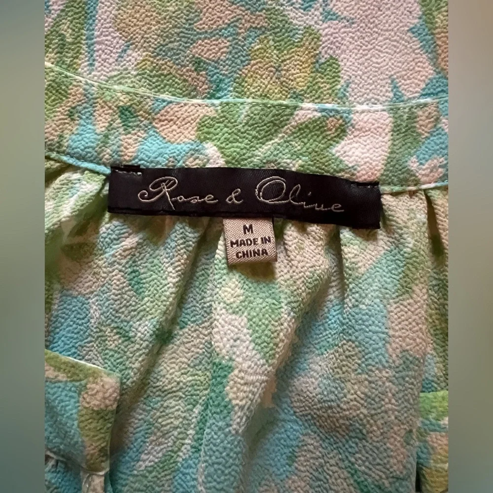 New Sleeveless Tassel Blue Torques Floral Blouses Sz M - Picture 11 of 12